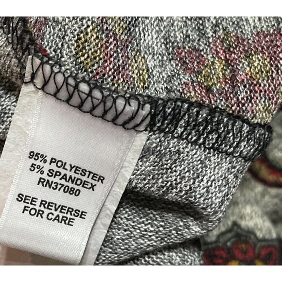 Cato Tunic Top Red Gray Ruched Sleeve Size 18/20 Shirt Stretch Animal Print - Picture 6 of 7